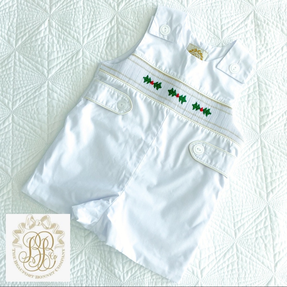 NWOT The Beaufort Bonnet Company Boys Christmas Holly JonJon, Size 6-12 Months